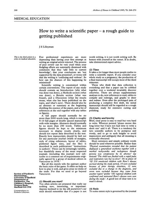 How To Write A Scientific Paper A Rough Guide To Getting Published