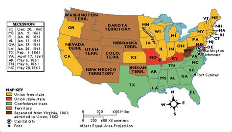 American Civil War States Map