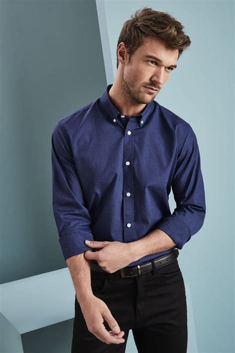 Looking for a good deal on blue chemise men? Chemise Homme Aspect Denim, Bleu Foncé - Vêtements ...