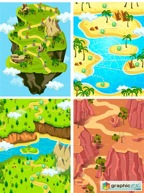 Game Level Map Concept Set Ii Free Download Vector Stock Image