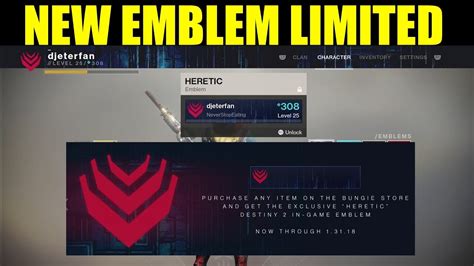Destiny 2 Limited Time New Emblem How To Get The Heretic Emblem