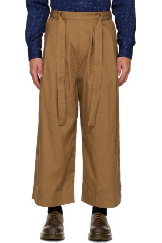 Naked Famous Denim Ssense Exclsuive Brown Self Tie Trousers Ssense