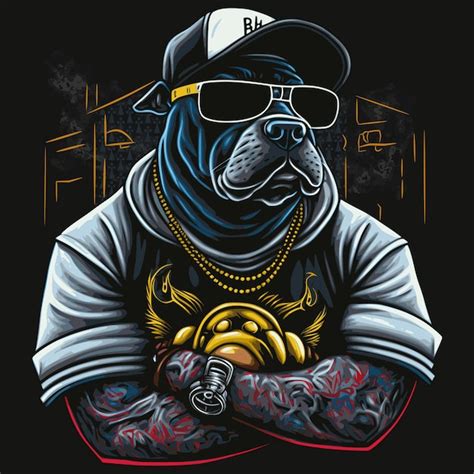 Bulldog Gángster Estilo De Arte De Graffiti Diseño Imprimible Para