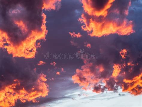Fiery Sunset Sky In Purple And Orange Stock Photo Image Of Colorado