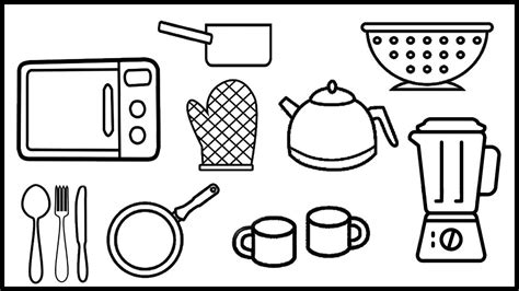How To Draw A Kitchen Utensils Draw A Kitchen Set Easy Drawing For