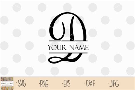 Split Letter D Svg Split Monogramm D Svg Initial D Svg Split Initial