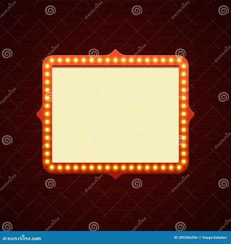 Retro Showtime Sign Design Cinema Signage Light Bulbs Frame And Neon