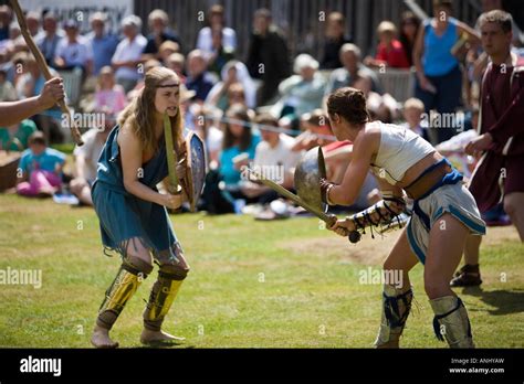 Female Gladiators Reenactment Stock Photo 15535536 Alamy