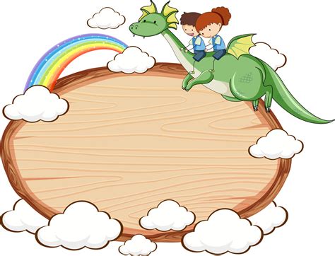 Blank Wooden Banner With Fairy Tale Cartoon Character And