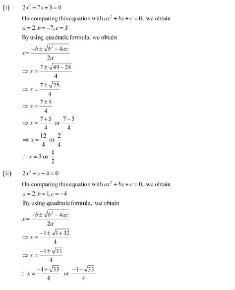 Quadratic Equations Class 10 Mathematics Ncert Solutions