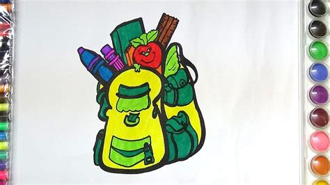 2) click on the coloring page image in the bottom half of the screen to make that frame active. DRAW AND COLOR SCHOOL BAG COLORING PAGE FOR KIDS- HOW TO ...