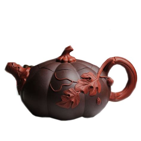 Yixing Purple Clay Porcelain Pumpkin Shaped Teapot By Hand Citron