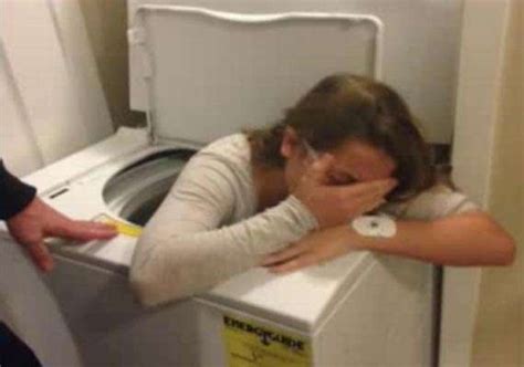 Hilarious Girl Stuck In Washing Machine While Playing Hide And Seek