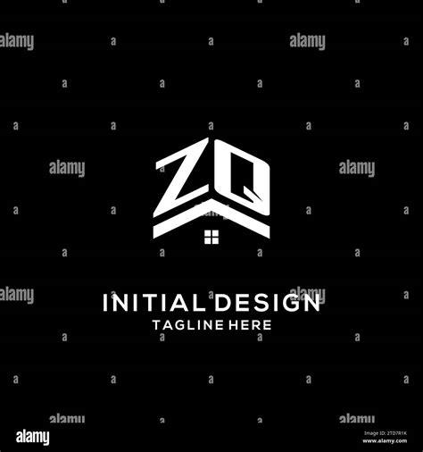 Initial Zq Logo With Abstract Home Roof Simple And Clean Real Estate