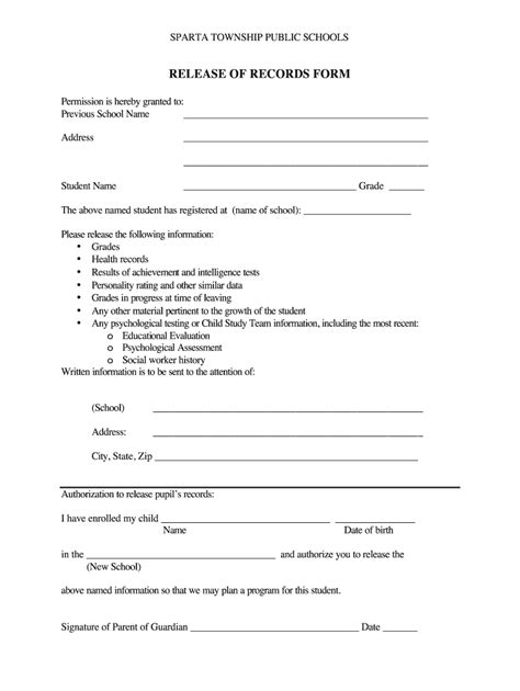 School Records Request Form Fill Online Printable Fillable Blank