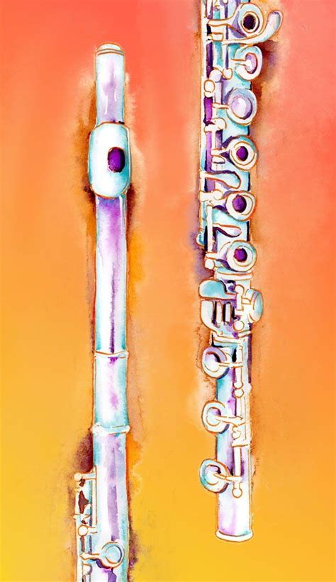 Flute Watercolor By Jamie Hansen Instruments Art Musical Wall Art