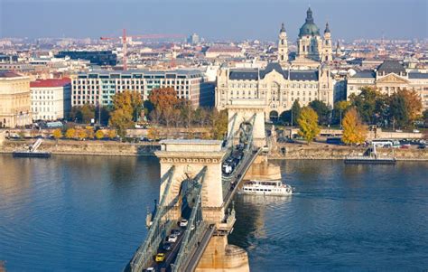 Budapest In Autumn Chain Bridge In Capital City Of Hungary Editorial