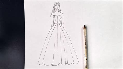 Tutorial Gambar Sketsa Desain Baju Pesta Pemula How To Draw A Fashion