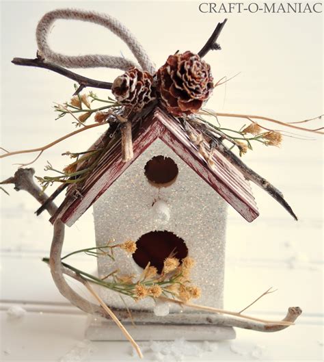 Though technically an ornament, this simple craft could go anywhere in the house as a christmas. DIY Embellished Dollar Bird House Ornaments - Craft-O-Maniac
