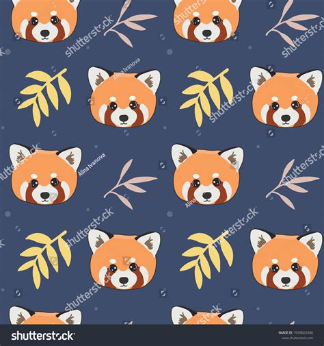 Seamless Pattern Cute Red Panda Bamboo Stock Vector Royalty Free