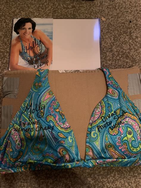 molly holly divas worn signed bikini top proof wwe wwf sexy rare photo shoot ebay