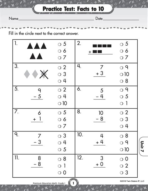 Math Grade 1 Comprehensive Skills Practice Test By Teach Simple