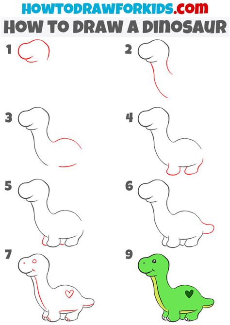 How to Draw a Dinosaur - Easy Drawing Tutorial For Kids