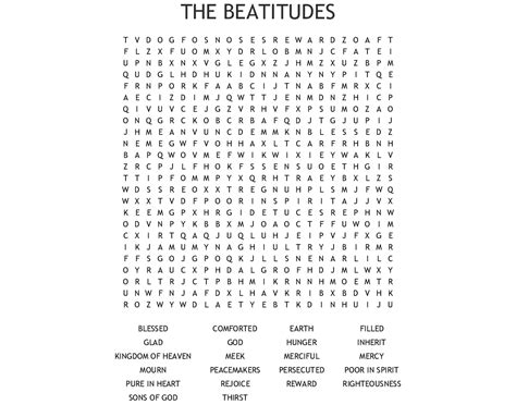 Beatitudes Word Search Printable