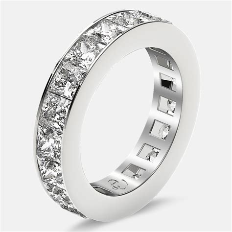 Eternity Ring With Channel Set Princess Cut Diamonds In 18k White Gold