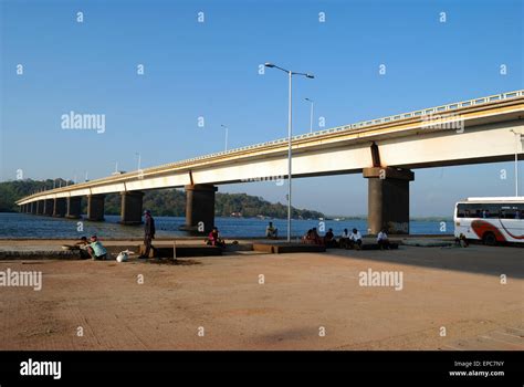 Goa Bridge Across Mandovi River Panaji Goa India Stock Photo Alamy