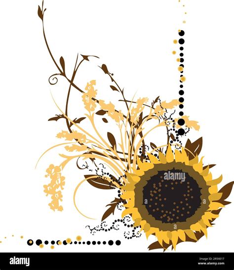 A Vector Illustration Of A Large Sunflower With Intricate Floral