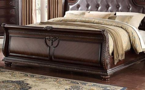 Crown Mark B1600 Stanley Traditional Cherry Finish Solid Wood Queen Size Bed Buy Online On Ny