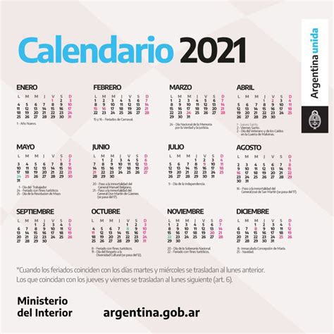 Feriados En La Argentina Así Será El Calendario Oficial Del Año 2021