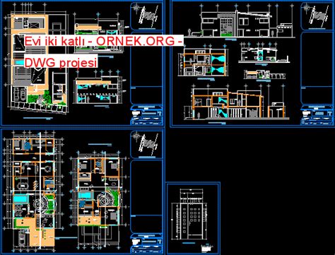 Evi Iki Katlı Dwg Projesi Autocad Projeler