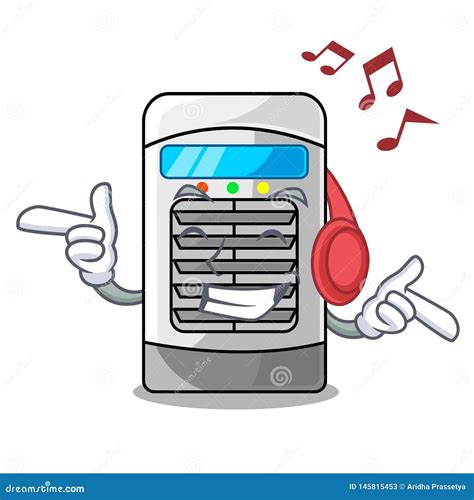 Listening Music Air Cooler Isolated With The Cartoon Stock Vector