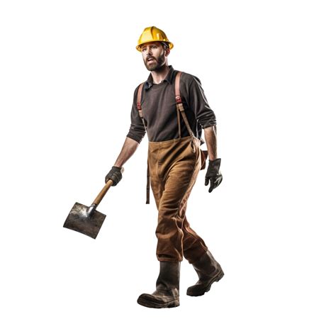 Miner Carrying Pick Axe With Mountains Miner Mining Worker Png