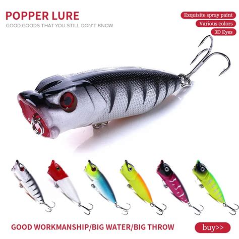 Buy 1pcs Popper Wobbler Fishing Lure With 6 Hooks
