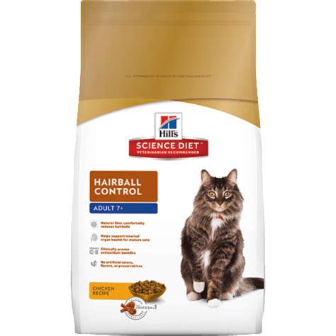 Different types of fiber perform different digestive roles. Hill's® Science Diet® Adult 7+ Hairball Control Cat Food