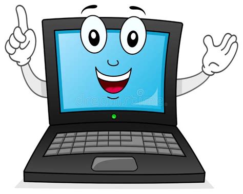 Smiling Laptop Or Notebook Character Stock Vector Illustration Of