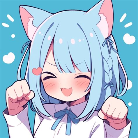 Premium Ai Image Anime Girl With Blue Hair And A Cat Ears Generative Ai
