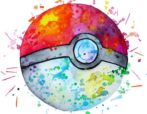 Poke Ball Watercolor Poster Pokemon Ts Pokeball Nursery Art Etsy