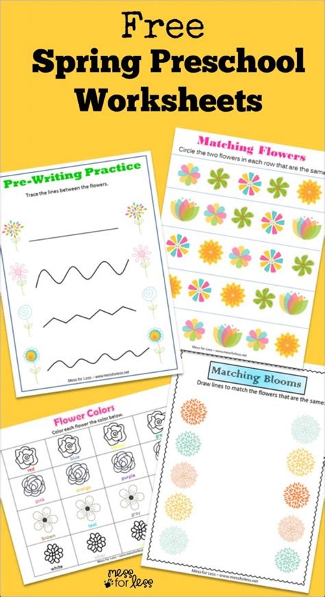 Activities for preschoolers about spring. Free Spring Preschool Worksheets - Mess for Less