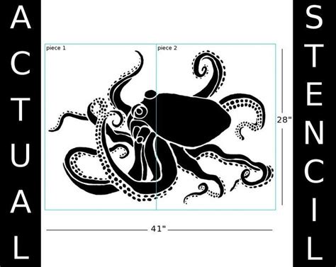 Octopus Stencil For Walls Octopus No 1 Wall Stencil Etsy Stensil