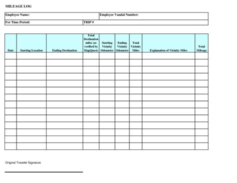 Mileage Log Templates 16 Free Printable Word Pdf And Excel Formats