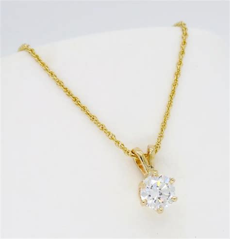 Classic Six Prong Diamond Pendant Necklace For Sale At 1stdibs