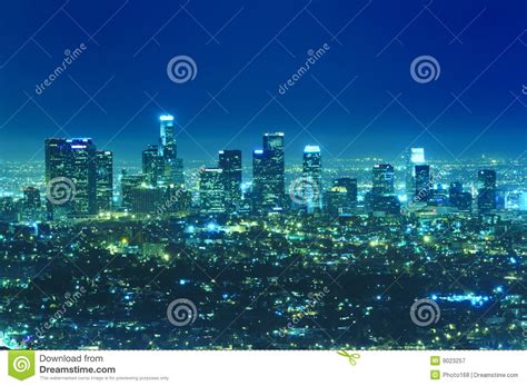 Los Angeles City Skyline At Night Stock Image Image Of