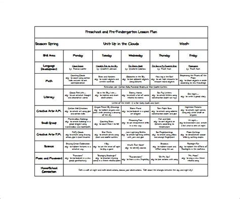 Preschool Lesson Plan Template 16 Pdf Word Format Download