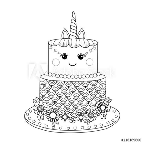 Click the unicorn cupcake coloring pages to view printable version or color it online (compatible with ipad and android tablets). "Unicorn cake coloring book for adult. Vector illustration ...