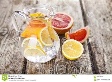 Refreshing Ice Cold Water With Lemon Stock Photo Image Of Natural