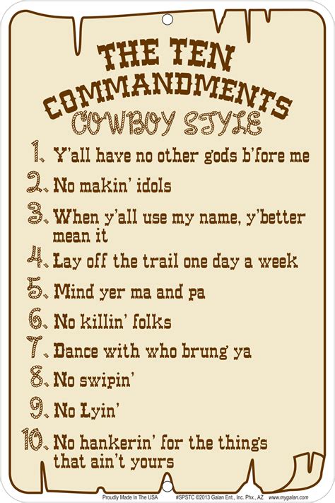 Never let the muzzle cover anything you are not willing to destroy. Western Cabin Lodge Barn Stable Decor 10 COMMANDMENTS ...